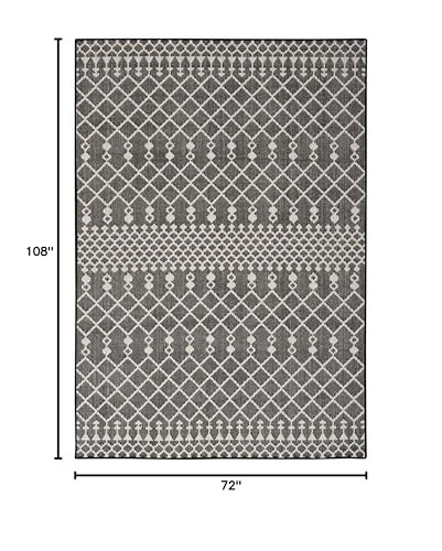 Tapete preto 6 X 9 retangular estilo boho treliça marroquina para ambientes internos externos - Imagem 3 de 4