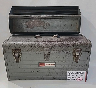 #ad Sears Craftsman Carry Tool Box 18quot; 6500 W Tool Tray Metal Vintage Old USA $39.97