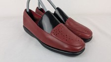 Marks & Spencer Womens Footglove Red Leather Slip On Loafer Shoes UK Size 4