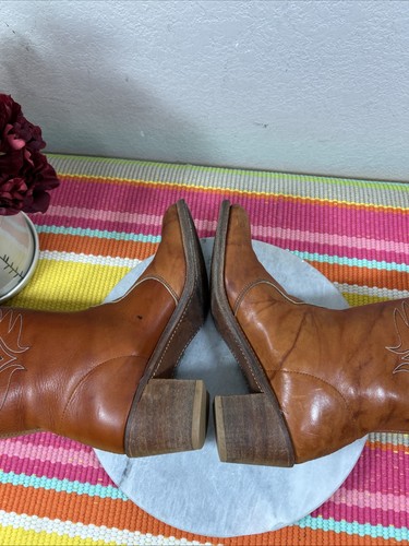 De Colección Acme Para Mujer Vaquero Punta Naranja Marrón Cuero Tacones Botas Talla 7.5 N - Imagen 9 de 12