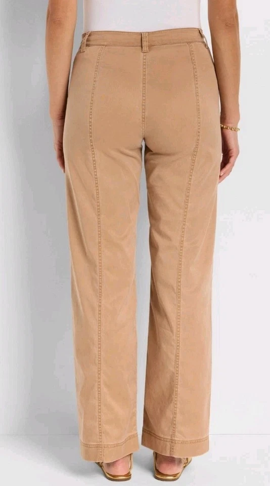 Stitch Fix Nic/Zoe 棉缎阔腿裤 - Tan-size/12 — 第 3/4 张图片