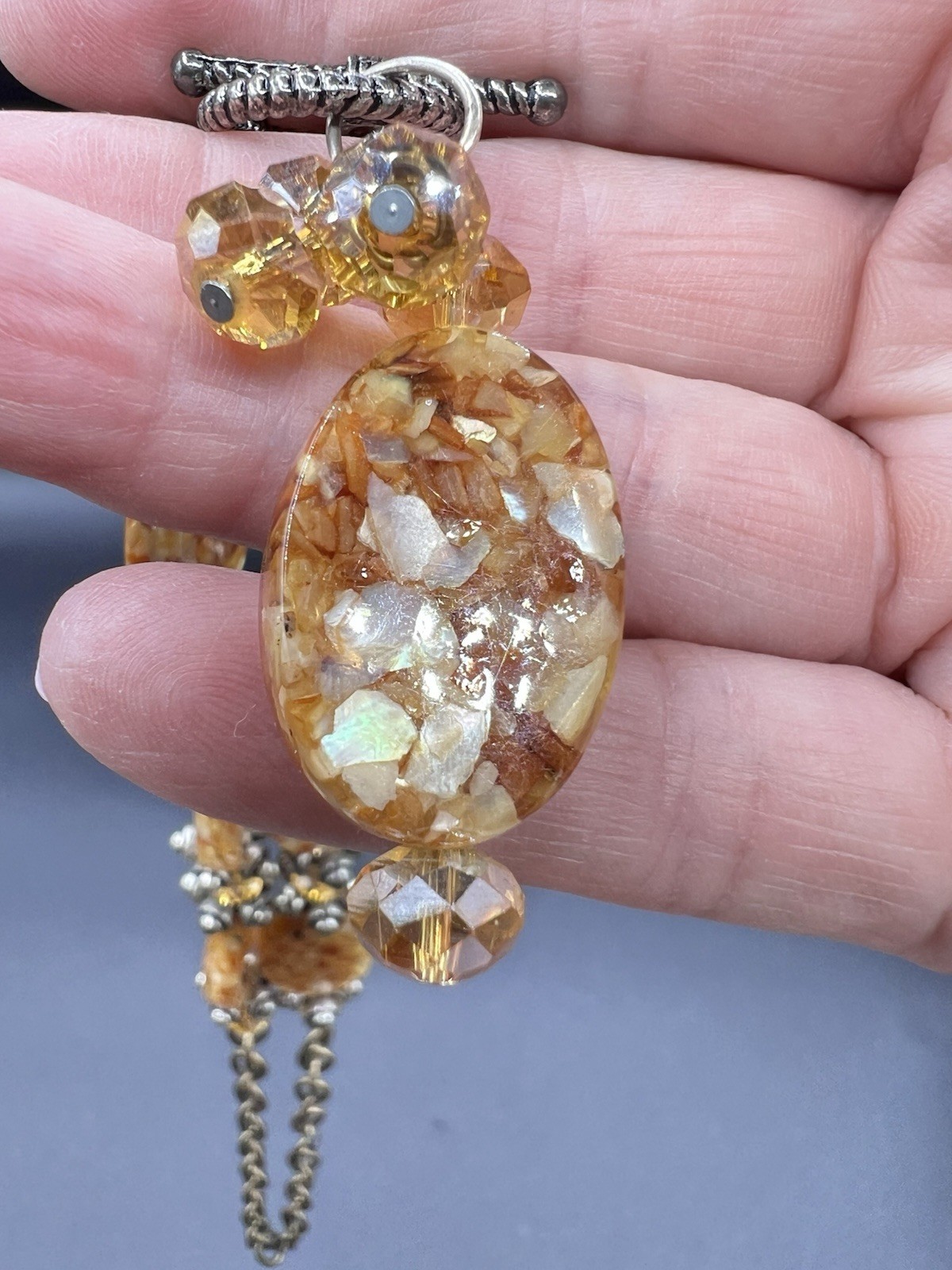 Artisan Made Lucite, Shell Statement Necklace, Br… - image 4