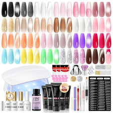 50Pcs Poly Nail Gel Kit with U V Light 24 Colors 16Ml Poly Extension Gel Pink Bl