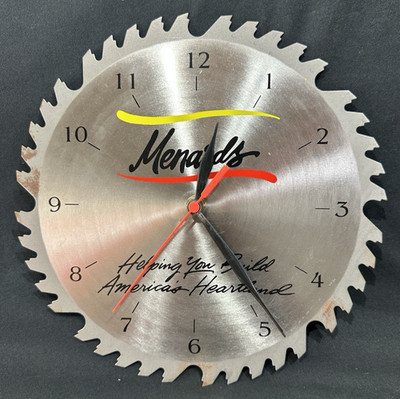 Vtg. Menards Steel Circular Saw Blade Clock 10  Helping You Build Am. Heartland