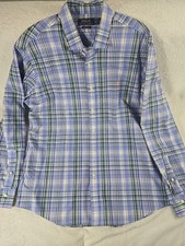 Polo Ralph Lauren Blue Green Plaid Classic Dress Shirt Long Sleeve 0098