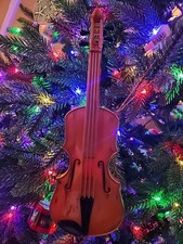 Vintage Wooden Violin Cello Decorative Holiday Christmas Ornament 11  