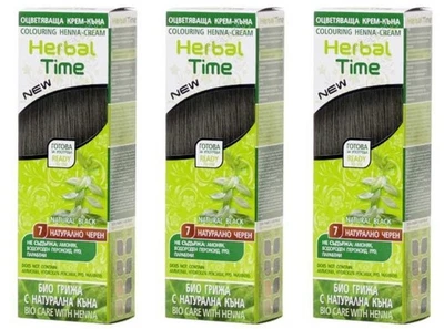 Herbal Time Henna Creme Schwarz 3x75ml Haarfarbe Pflanzlich Ohne Ammoniak - Bild 1 von 4