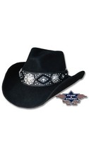 Cowboyhut Mira  Stars&Stripes Schwarz  Gr L  Hut Country Western