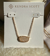 ✨ Elisa Necklace Gold Brass Iridescent Drusy Pendant Dust Bag Gift Ready NWT