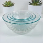 4-Piece Pyrex Clear Mixing Bowls Ribbed Nesting 7401-S 7402-S 7403-S 7404-S