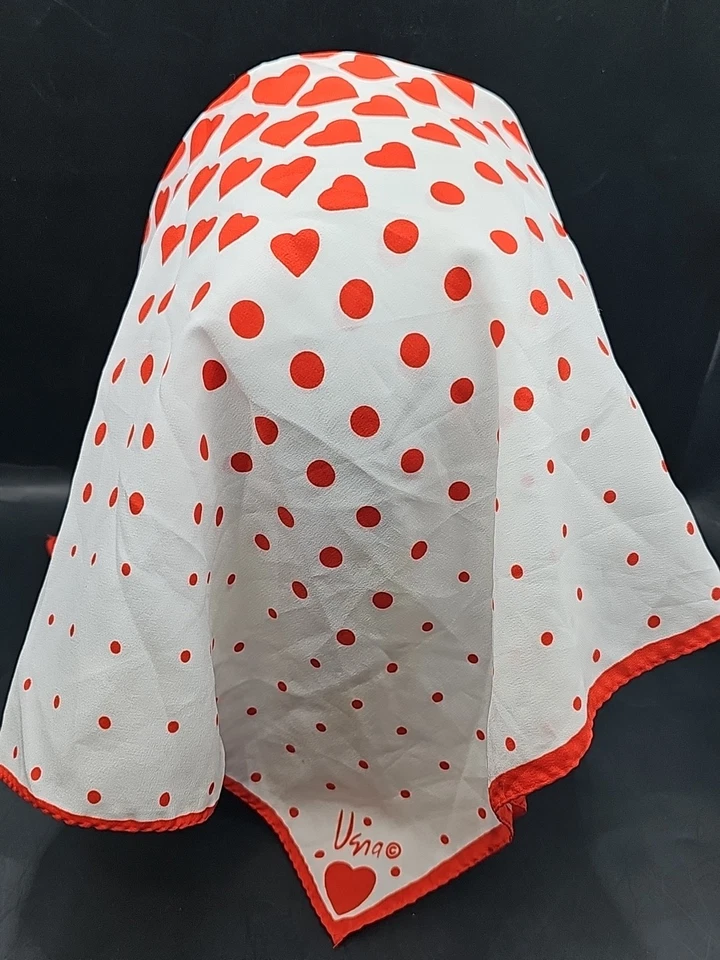 Lote de bufanda de seda vintage Vera Neumann Ella Schiaparelli corazones rojos azules geométricos  Foto 3 de 4