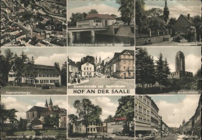 Hof, Germany der Saale Multi-View Landmarks 1961 Luneburg Vintage Postcard