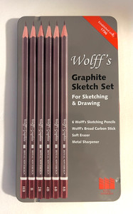 Wolff Graphite Sketch Pencil Set in Tin with Erasers and Sharpener