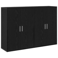Sideboard 2Er Set Schwarz Eichenoptik 60X31X84 Cm Kommode Wohnzimmer