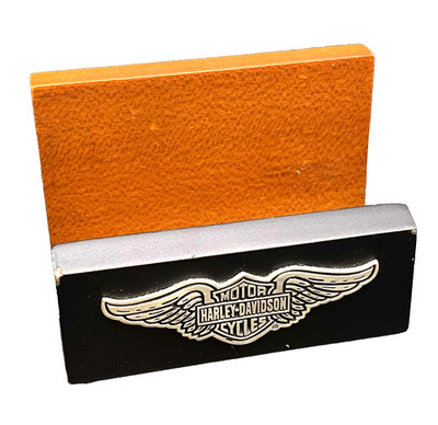 Harley-Davidson Motorcycle Business Card Holder Wood 2000 Vintage Office Desk