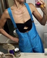 FERA Women Girl Blue Ski Suit Pants Vtg 12  Snow XS Insulated Hong Kong