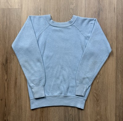 70s VINTAGE Sears Light Blue Cotton Sweatshirt YOUTH Size 14 