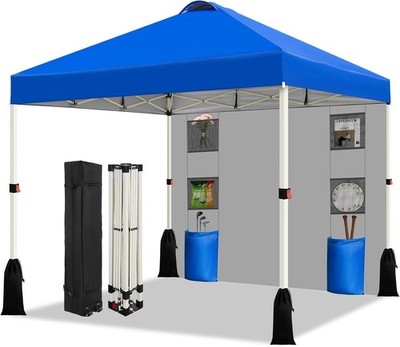 10x10 Pop Up Canopy Tent, 1-Button Push Setup Canopy Tent with 1 Sidewall, Adjus