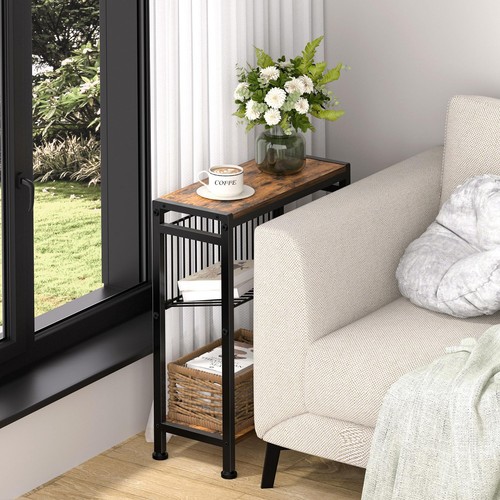 Small Side Table for Small Space, 3-Tier Narrow End Table with Magazine Holde... - Picture 4 of 8