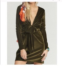 Show Me Your Mumu Monroe olive green velvet dress size XS