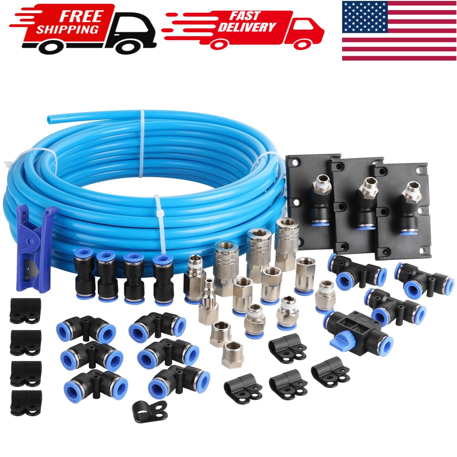 All-in-One 49PCS Garage Compressed Air Line Kit - Durable an