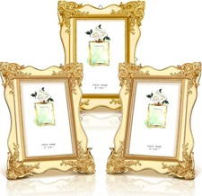 3 Pcs 4 x 6 Vintage Picture Frame Trim Antique Ornate Resin Photo Frame with Eas