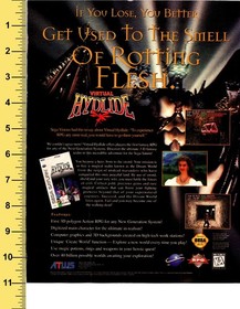 Atlus Virtual Hydlide Sega Saturn Vintage 1995 Magazine Print Ad 8x11 Retro RPG