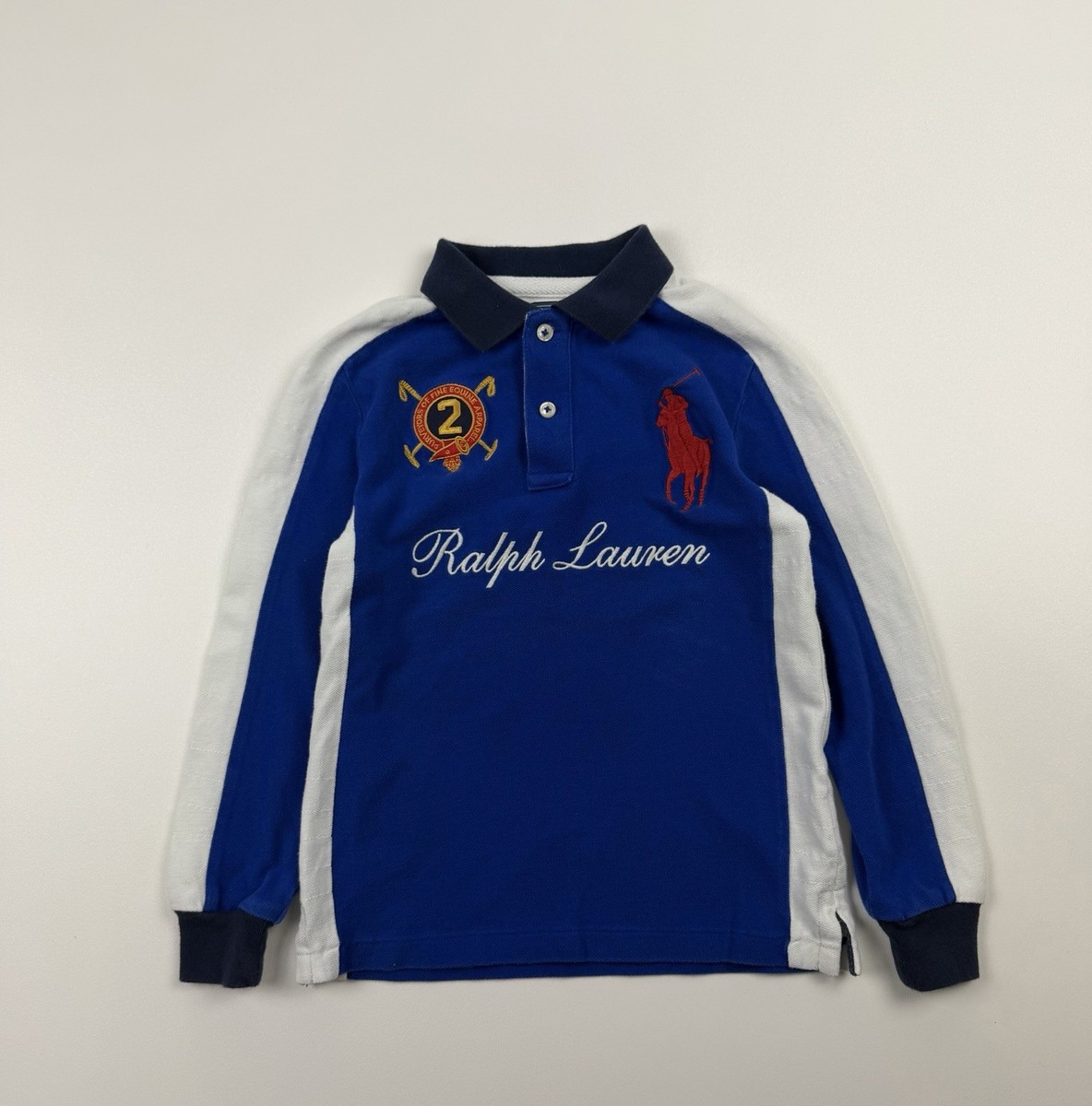 Vintage Polo Ralph Lauren Rugby Shirt Boys M Size 6 Logo Big Pony
