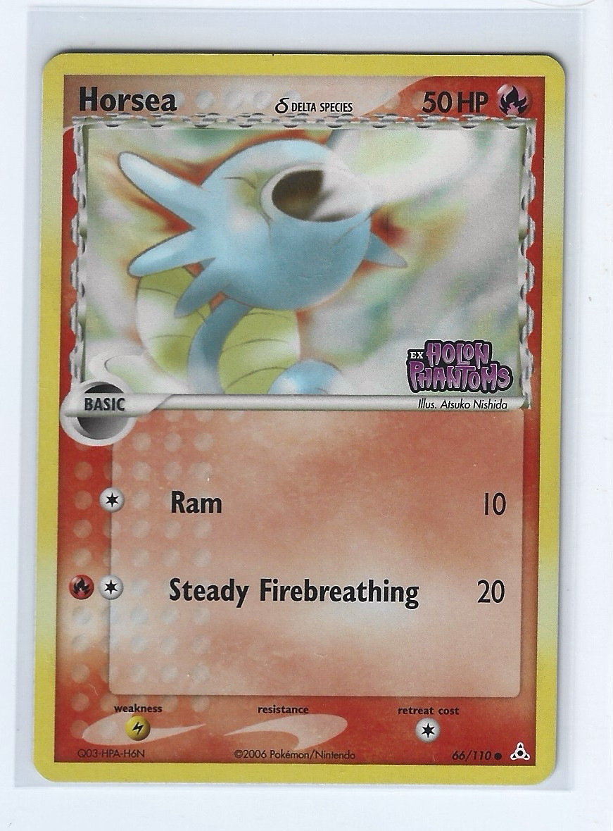 Horsea Holon Phantoms Stamped 66/110 REVERSE Holo #66 Pokemon Card NM / M 66/110
