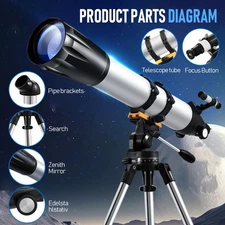 900mm Astronomical Telescope 675X with Phone Adapter for Beginner Moon Watching