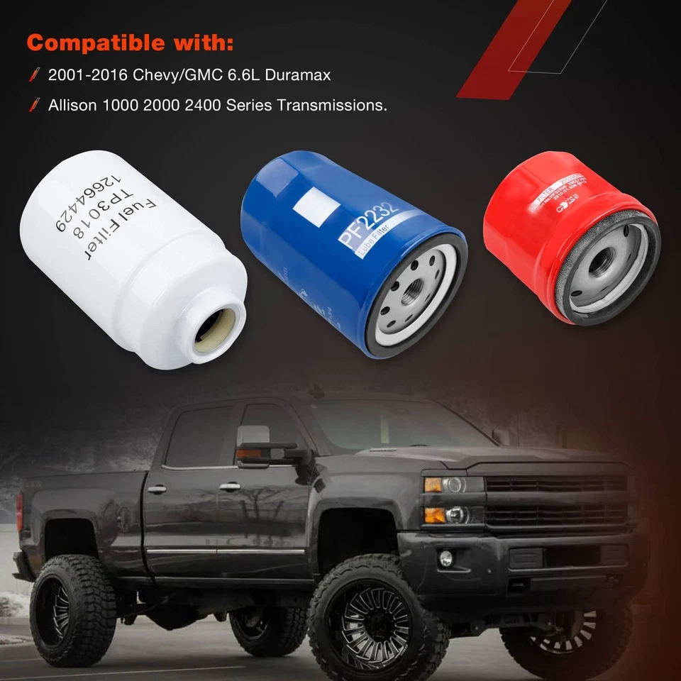Diesel 6.6L Duramax Filter Kit For 01-16 Chevy Silverado GMC Sierra 2500 3500 HD Foto 2 de 4