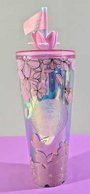 New 2025 Starbucks Cherry Blossom 24oz Cold Cup Tumbler