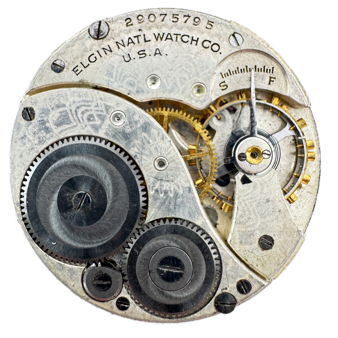 Vintage 1926 Elgin 12s 7 Jewel Mechanical Pocket Watch Movement 303 USA