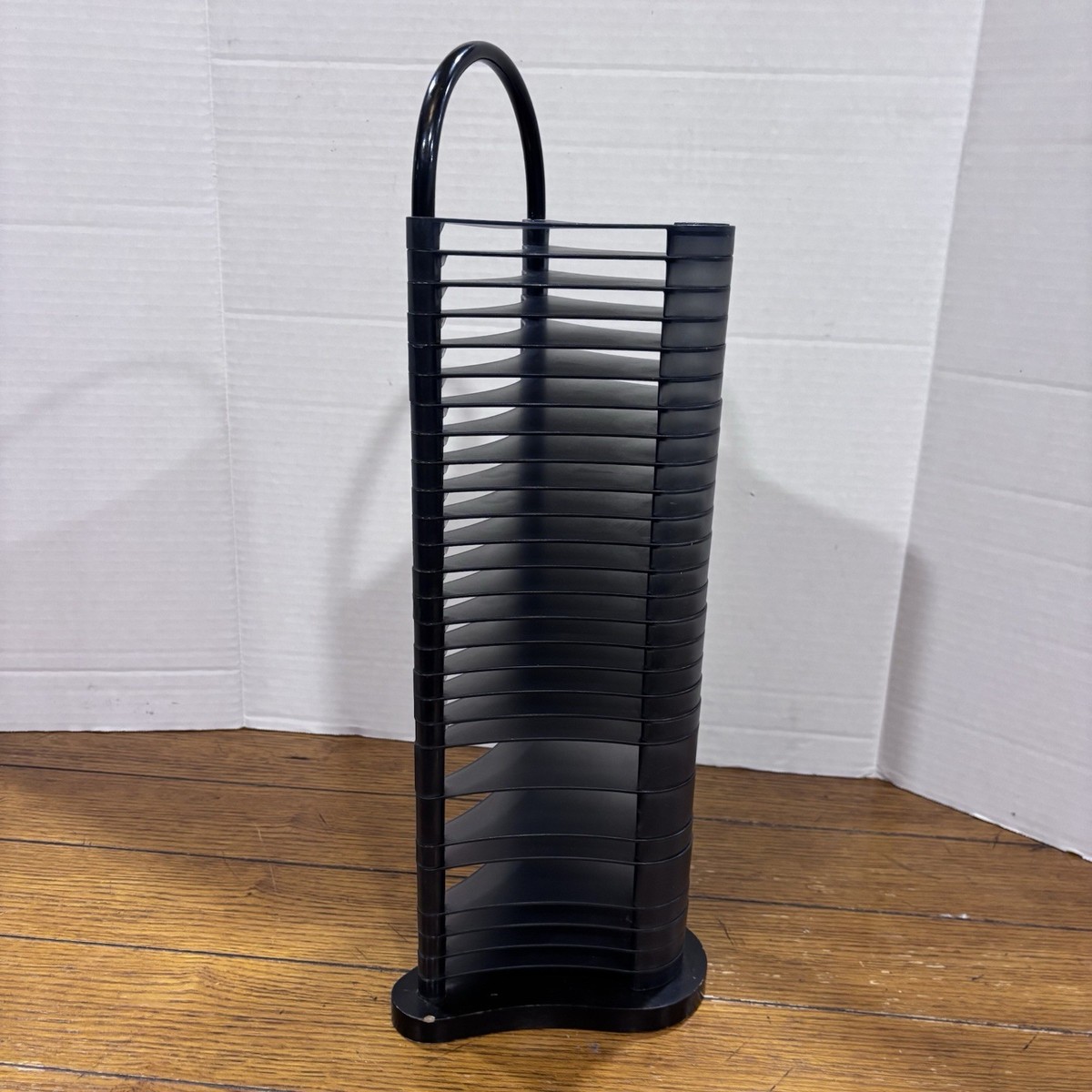 Fellowes Vintage 90s 32 Disc CD Tower Rack Holder Wood Black