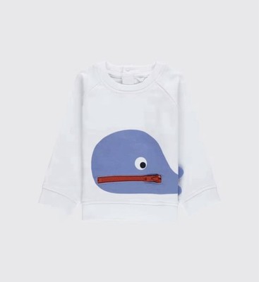 STELLA MCCARTNEY Baby Boy Whale Graphic Zipper Sweatshirt 12 Months BNWT