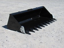 84″ Severe Duty Low Profile Dirt Bucket With Teeth Fits Skid Steer Quick Attach