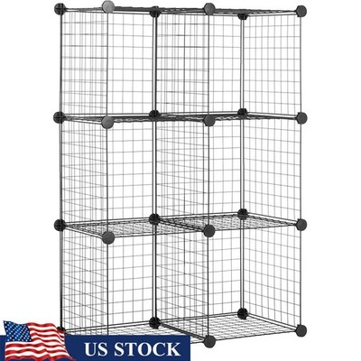 6-Pack Interlocking Wire Storage Cubes Modular Shelving Unit Organizing New