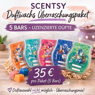 Scentsy Duftwachs Überraschungspaket 5 Bars Lizenzierte Düfte Neu OVP Disney