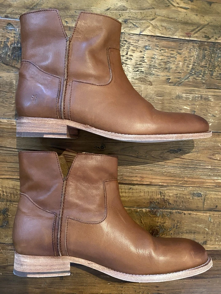 Frye Melissa 女式皮革拉靴焦糖色/棕色 9B 码 — 第 4/4 张图片