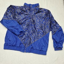 VTG CHAVER windbreaker Jacket 90's Thin Zip Up Blue Gold Track Suit Top