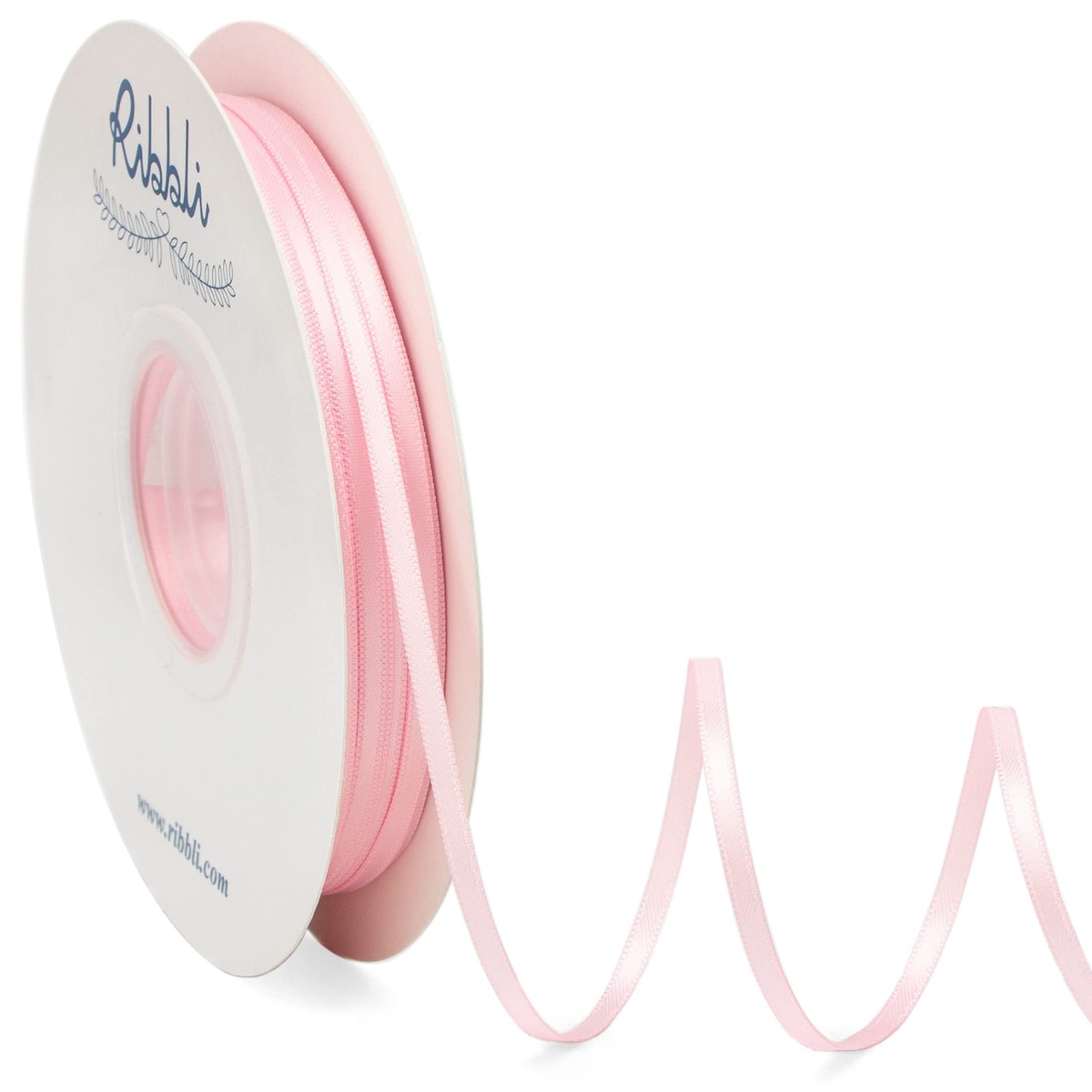 Satin Ribbon 1/8 inch x Continuous 100 Yards Thin Light Pink