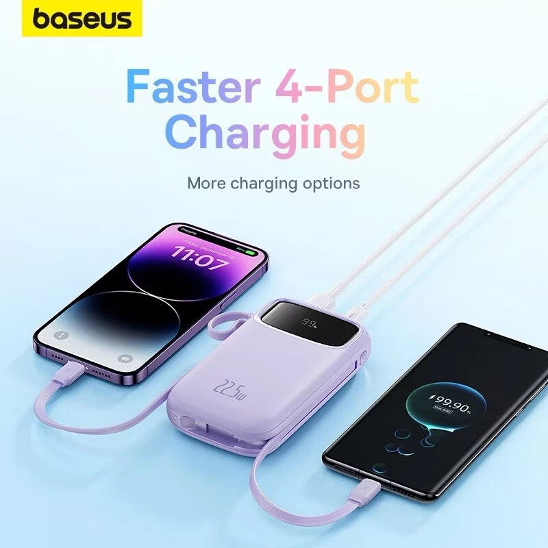 Baseus power bank PD Fast charging Built In Dual-Cable Digital (20000 mAh/23.5W) - Image 4 of 4