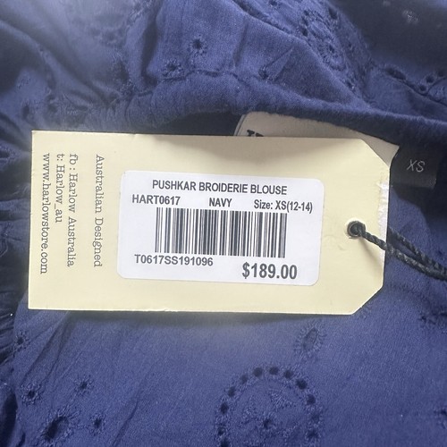 Harlow Australia women's top blue casual broderie cotton Size XS plus NWT - Picture 9 of 10