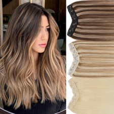 V Shape One Piece THICK Remy Clip in Human Hair Extensions Full Head U Part Weft