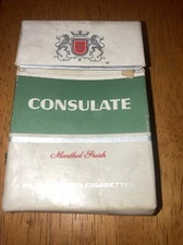 Vintage Empty Cigarette Advertising Box Consulate Menthol Fresh Virginia Tobacco