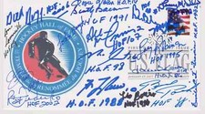 SIGNED HOCKEY HALL OF FAME (18 SIGS) FDC AUTOGRAPHED FIRST DAY COVER 