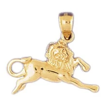 New 14k Gold Zodiac Leo Pendant