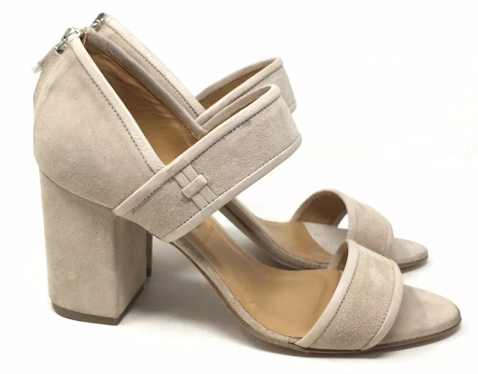 Sandalias de tacón Alberto Fermani para mujer beige gamuza envoltura geo bloque punta abierta 10 41 Foto 2 de 4