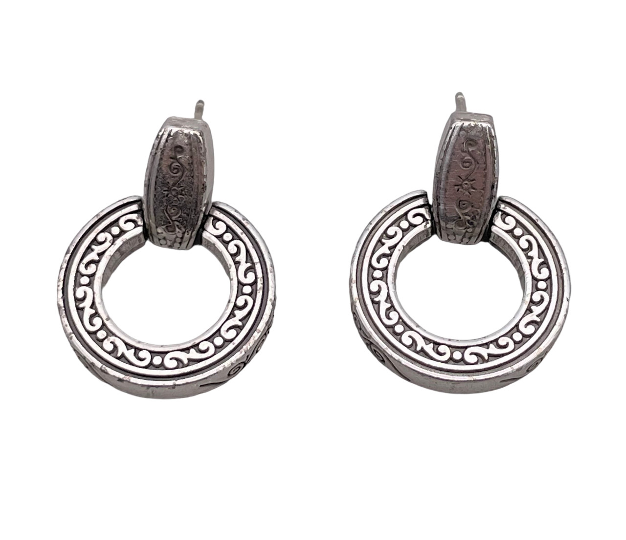 Brighton Round Drop Earrings Dangle Engraved Earr… - image 1