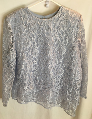 Womens lavender gray lace shirt blouse MOTHER OF THE BRIDE FORMAL SIZE 18 50''